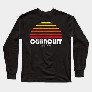 Ogunquit Maine Ogunquit Beach Retro Sunset Long Sleeve T-Shirt